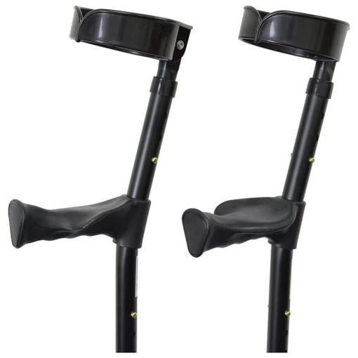 Double Adjustable Elbow Crutches With Anatomical Grip Adult [Jet Black] - Image 2